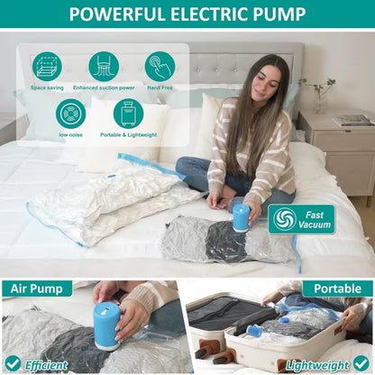 Vacuum Storage Bags Electric Pump Vacuum Seal Space Saver Bags Clothing Vaccum Bag Vacuum Compression Space Saving Storage Bag