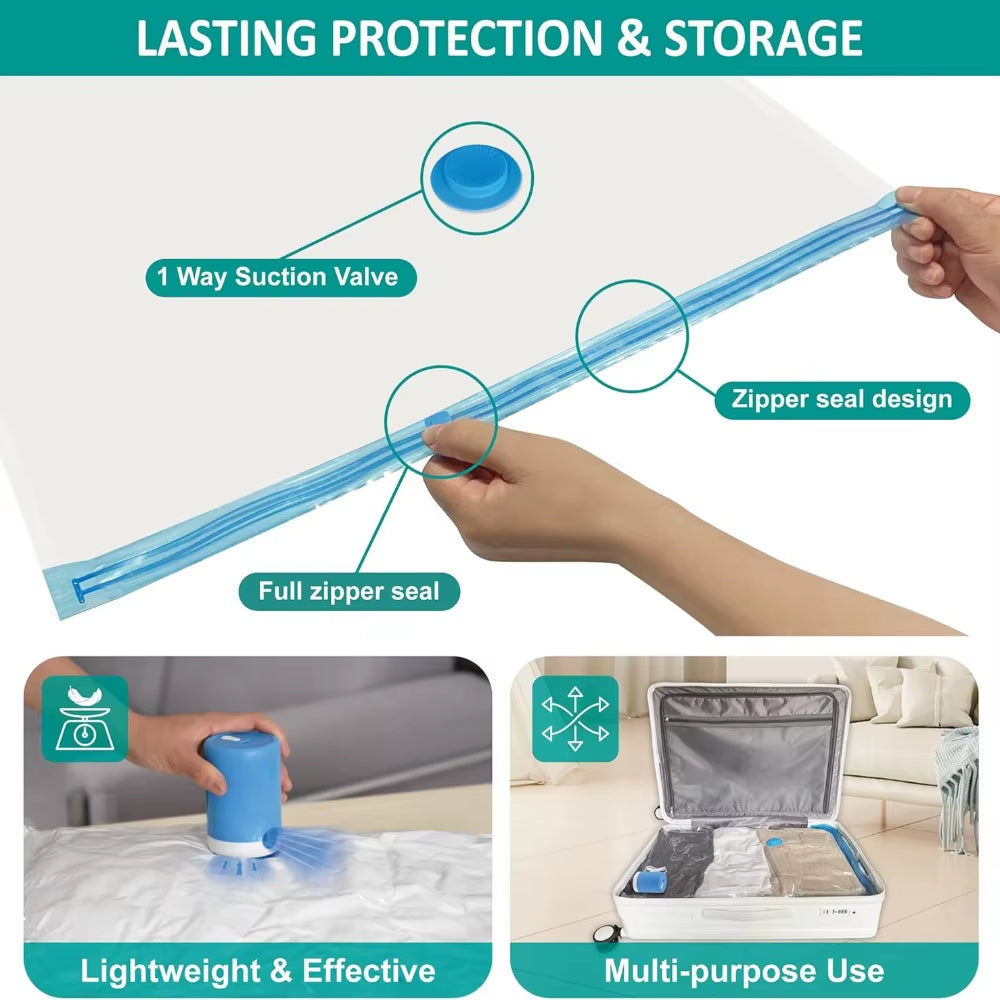 Vacuum Storage Bags Electric Pump Vacuum Seal Space Saver Bags Clothing Vaccum Bag Vacuum Compression Space Saving Storage Bag