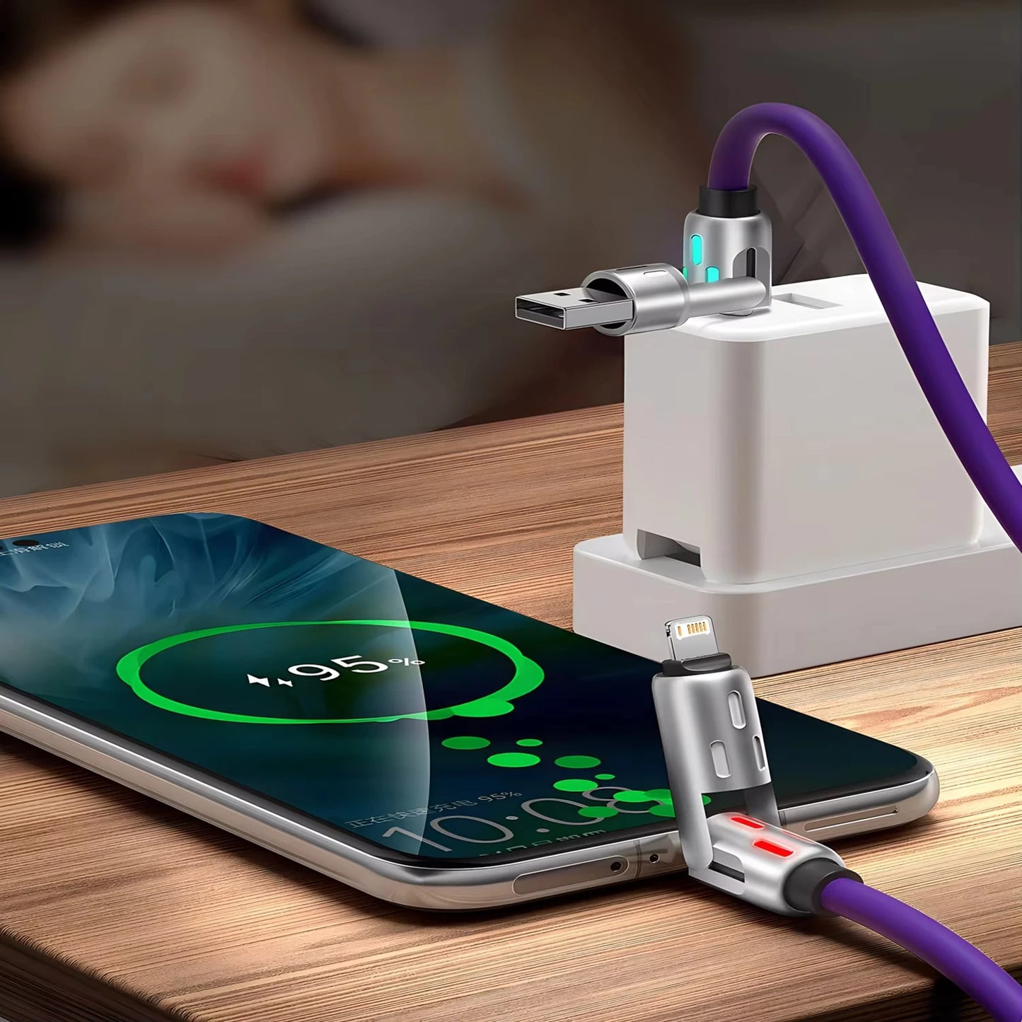 4 in 1 Multi Connectors Charger Rotating Elbow USB to Type-C 1.2M Mobile Phone 240W Fast Charging Silicone Cable Data Transfer